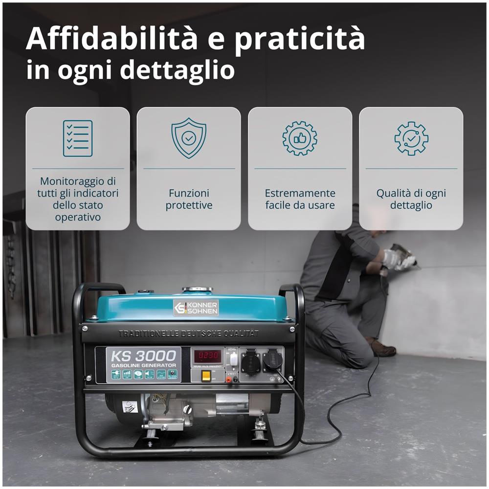 Generatore a benzina """" KS 3000 Tensione, V 230 Potenza massima, kW 3.0 - Foto 1