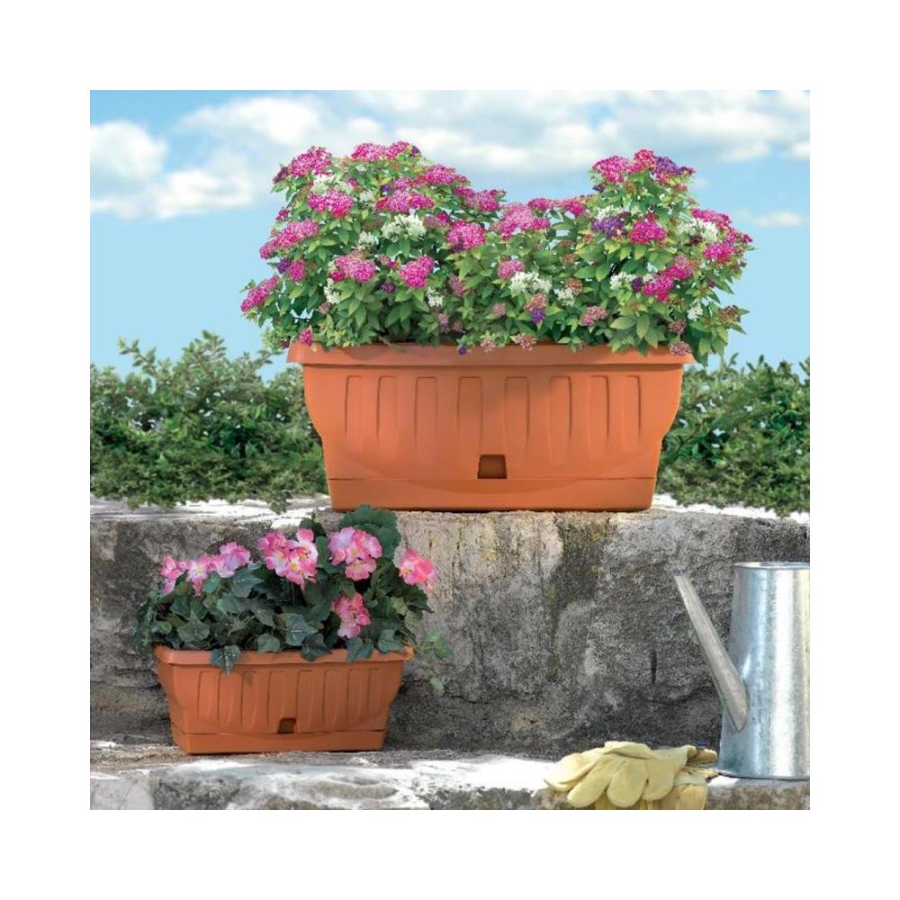 Fioriera Natura Cm. 100 Con Sottovaso Colore Terracotta - Foto 2