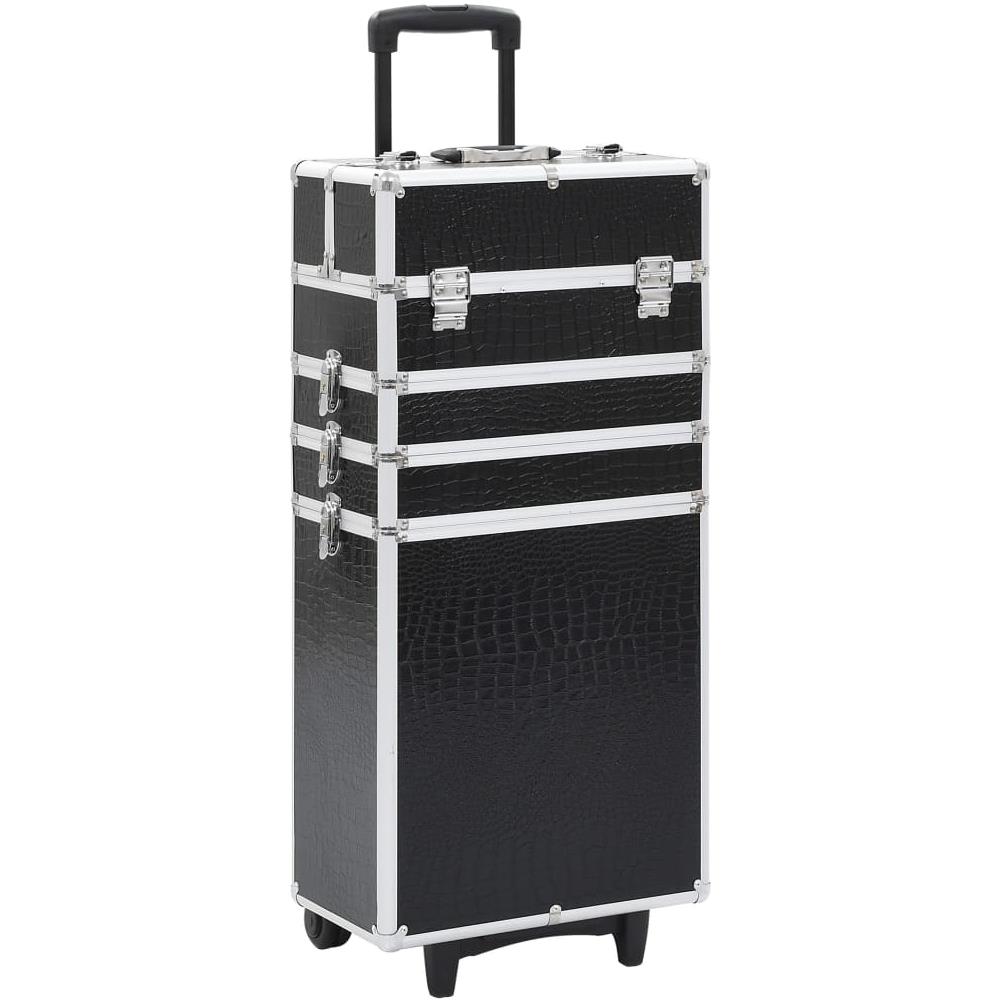 Valigia Trolley Per Cosmetici Alluminio Nero Design Coccodrillo - Foto 1