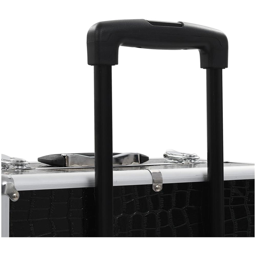 Valigia Trolley Per Cosmetici Alluminio Nero Design Coccodrillo - Foto 8