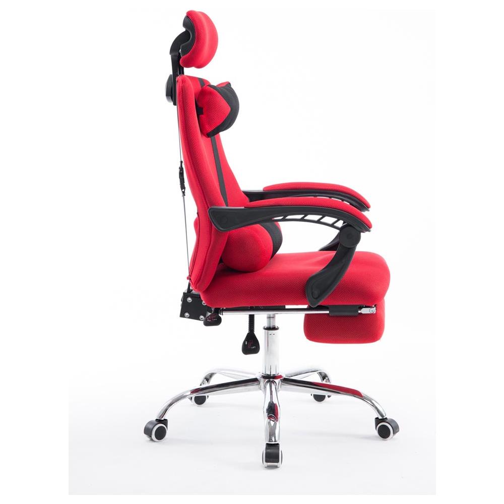 CLP Poltrona da Ufficio Fellow in Tessuto a Rete Sedia Studio Reclinabile con Doppio Cuscino I Poltrona Gaming Ergonomica con Poggiapiedi Allungabile e Ruote I Portata Max 115 kg Arancione