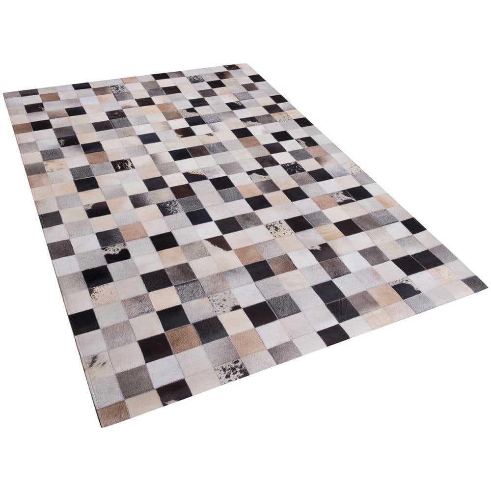 Tappeto Rettangolare In Pelle Marrone-beige - 160x230cm - Rize - Foto 1