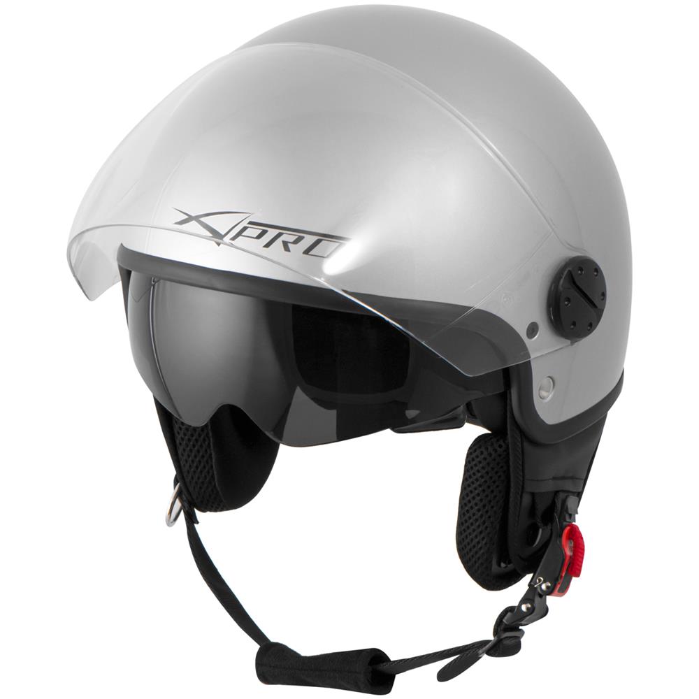 Casco Jet Scooter Moto Ece 22 Doppia Visiera Parasole Argento L - Foto 5