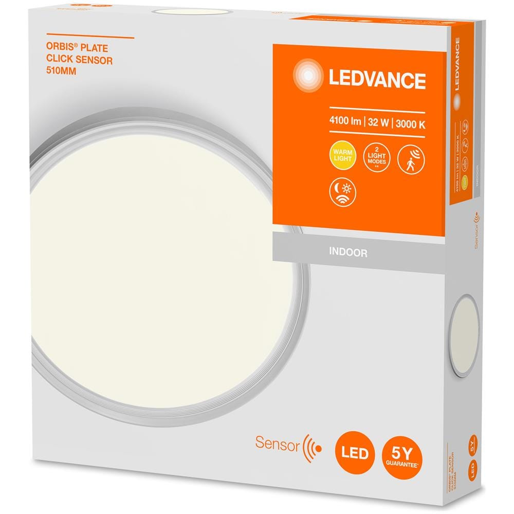 Ledvance Apparecchio Led A Parete E A Soffitto, Orbis Click Sensor / 32 W, 220…240 V, Ampiezza Fascio Luminoso: 120°, Bianco Caldo, 3000 K, Materiale: Stahl, Ip20 - Foto 9