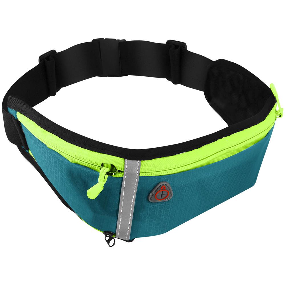 Marsupio Sportivo Cintura Regolabile Chiusura Fibbia Bande Riflettenti Azzurra - Foto 5