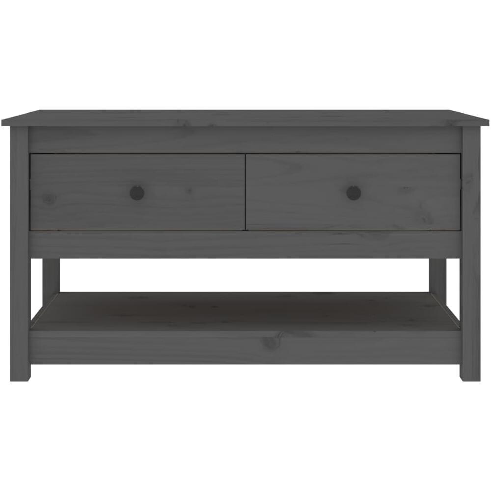 Tavolino Da Salotto Grigio 102x49x55 Cm Legno Massello Di Pino - Foto 3