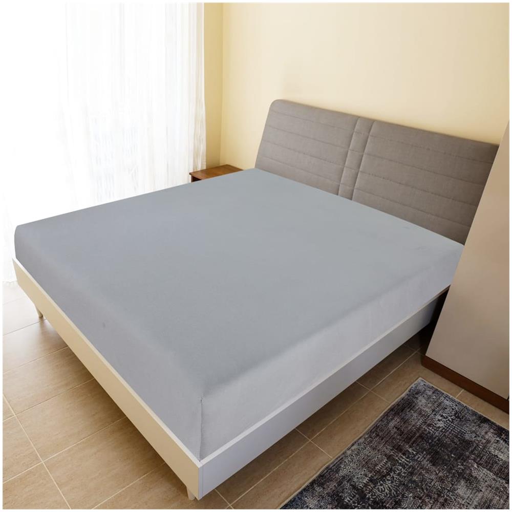 Lenzuolo Con Angoli Jersey Grigio 180x200 Cm Cotone - Foto 1