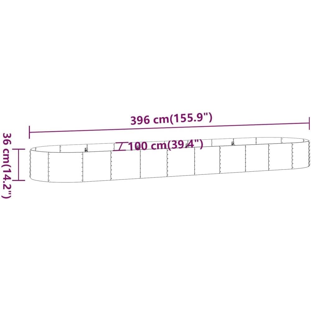 Vaso da Giardino Acciaio Verniciato Polvere 396x100x36cm Verde - Foto 5
