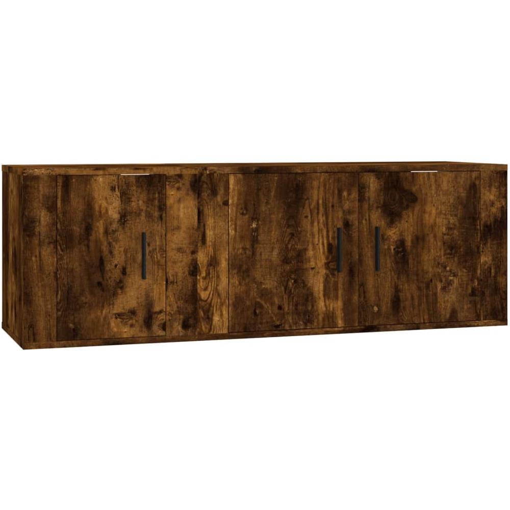 Set Mobili Porta Tv 2 Pz Rovere Fumo In Legno Multistrato - Foto 2