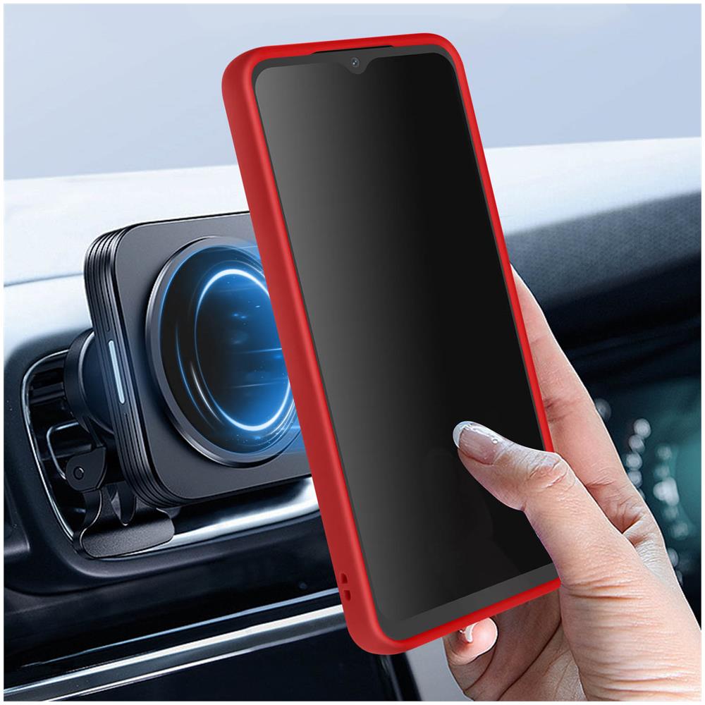 Cover Per Samsung Galaxy A14 Bi-materia Anello Metallico Supporto Bordo Rosso - Foto 2