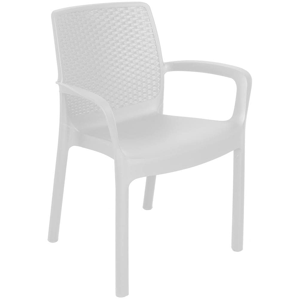 Sedia Da Esterno Viterbo, Set Di 4 Sedute Da Giardino, Sedia Per Tavolo Da Pranzo, Poltrona Outdoor Effetto Rattan, 100 % Made In Italy, 54x60h82 Cm, Bianco - Foto 2