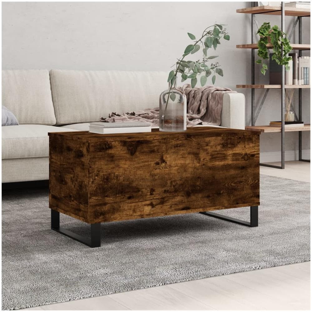 Tavolino Da Salotto Rovere Fumo 90x44,5x45 Cm Legno Multistrato - Foto 1