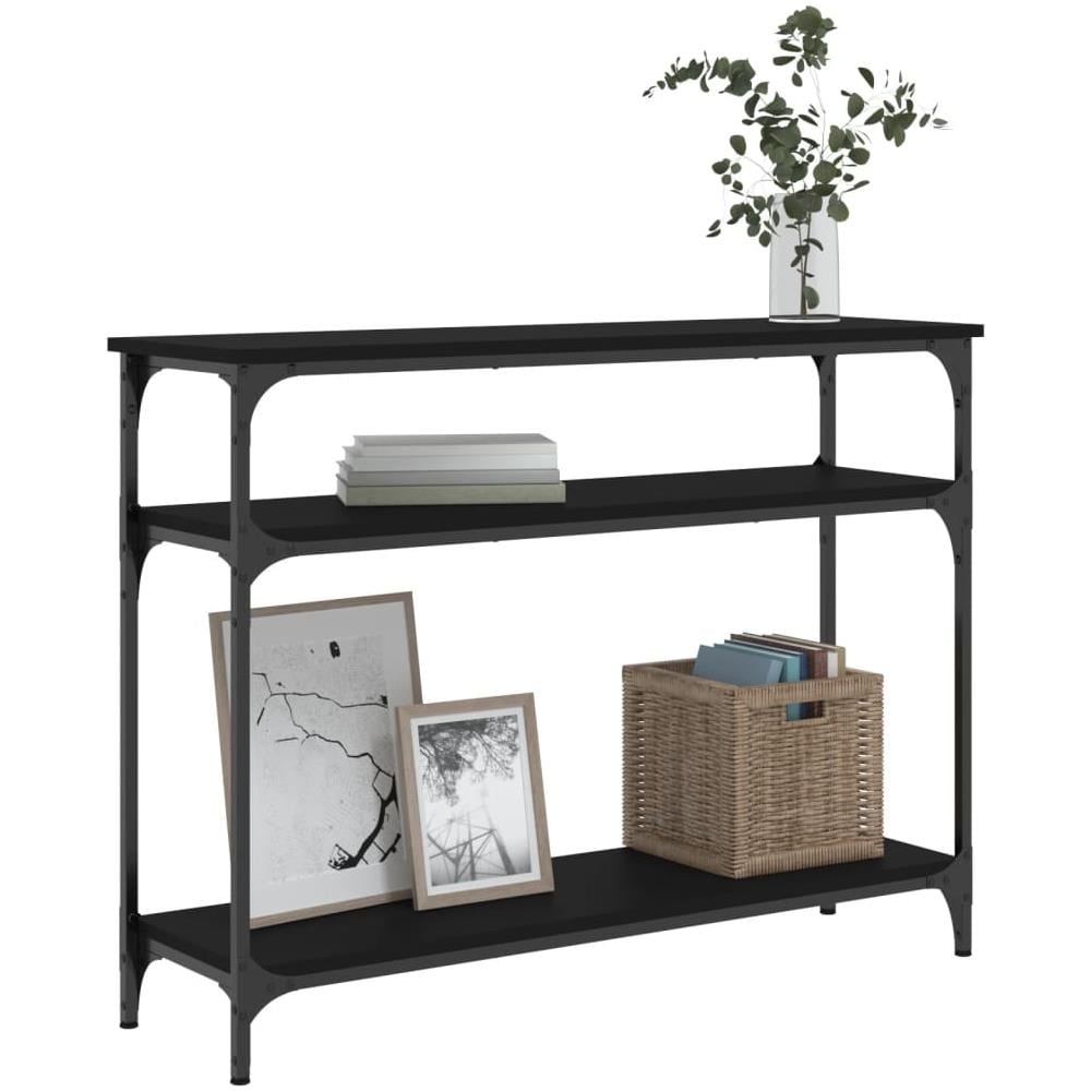 Tavolino Consolle Nero 100x29x75 Cm In Legno Multistrato - Foto 3