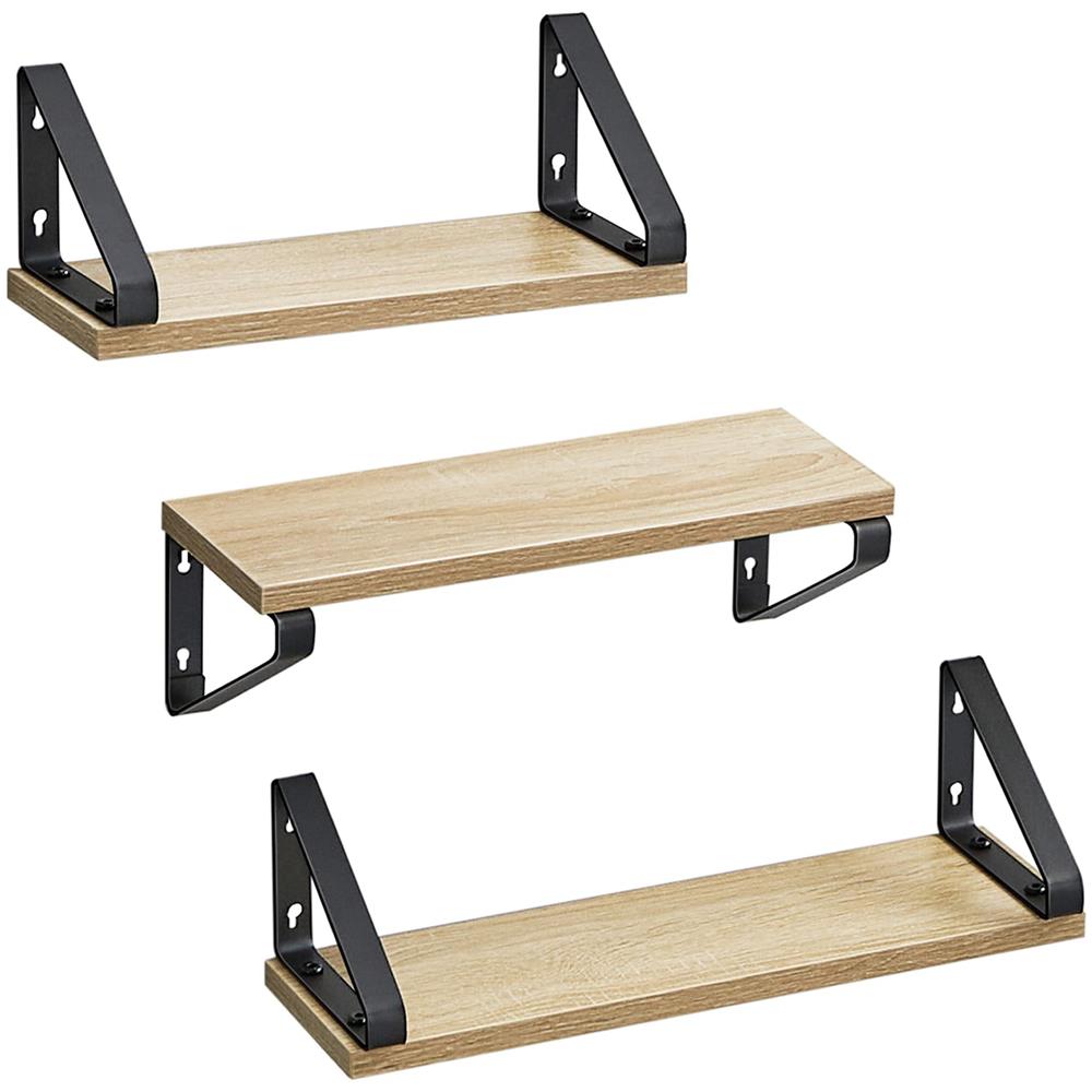 Set di 3 mensole da parete Valora - Rovere Sonoma con cornice nera - Foto 1