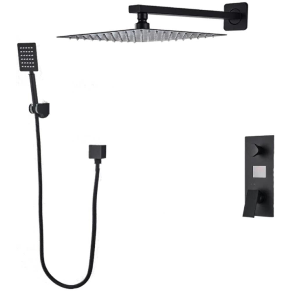 Set miscelatore doccia, Blackswan, tipo M73.27, modello nero opaco, dimensioni 40x40 cm - Foto 1