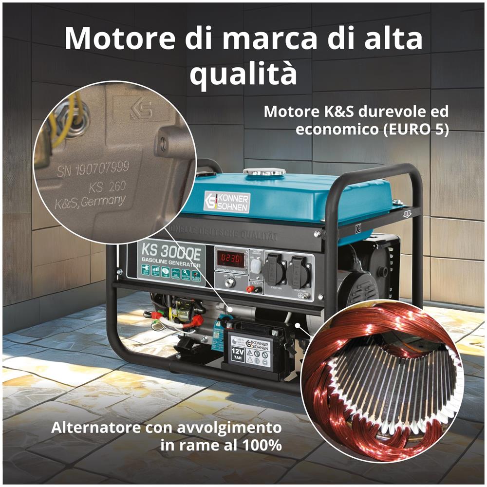 Generatore a benzina """" KS 3000E Tensione, V 230 Potenza massima, kW 3.0 - Foto 2