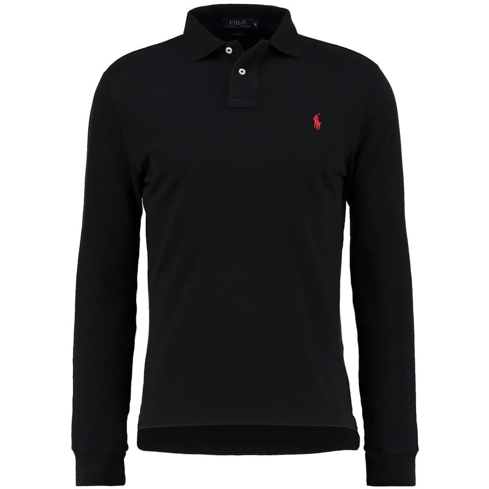 Polo 100% Cotone, Custom Fit, Manica Lunga, Large Nera - Foto 1