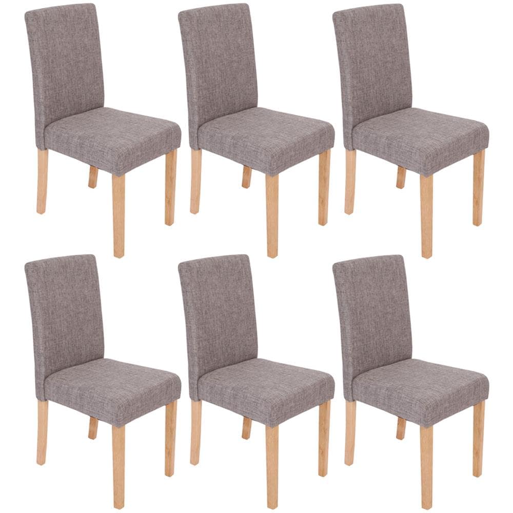 Mendler Set 6X sedie Littau Tessuto per Sala da Pranzo 43x56x90cm Grigio Piedi Color Rovere