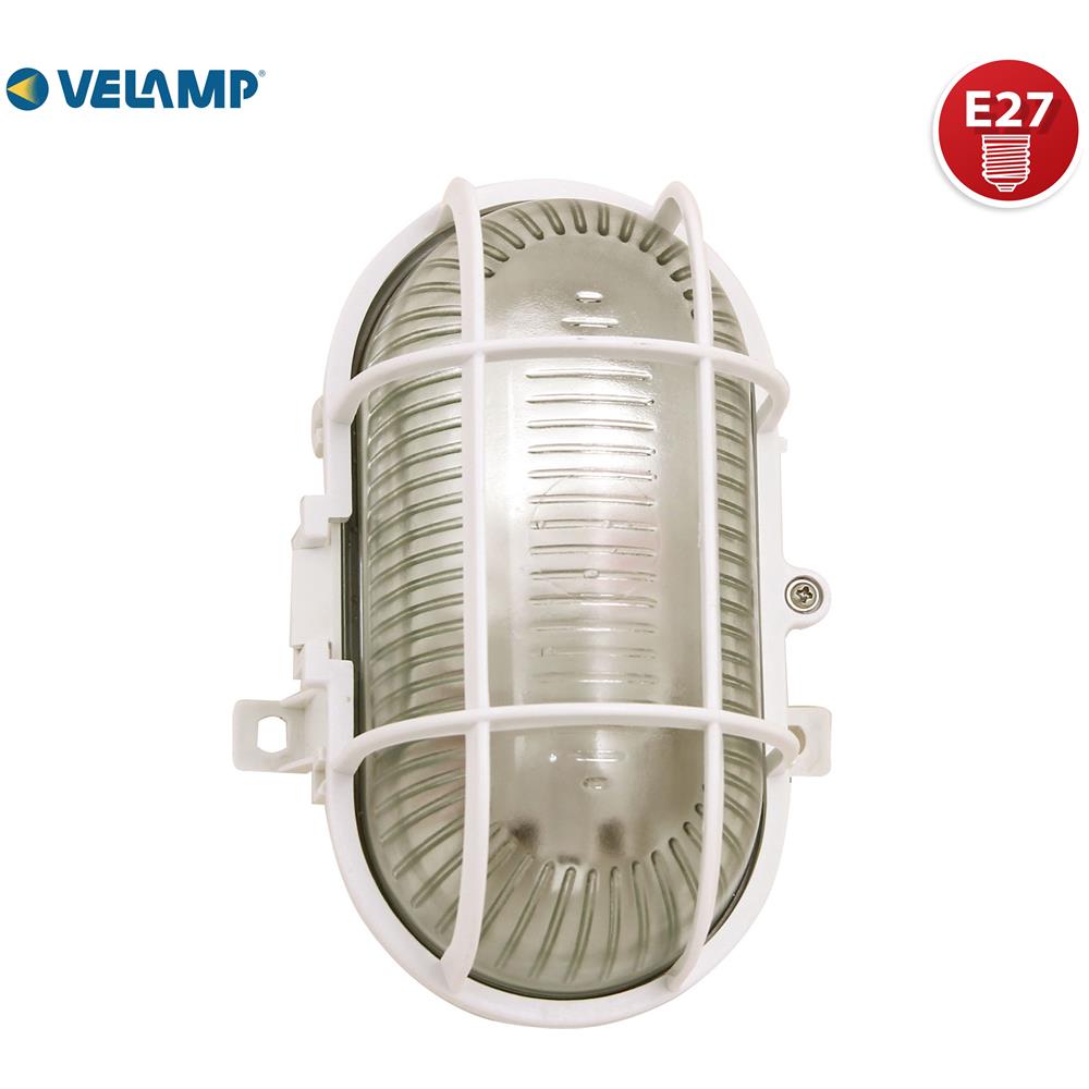 Applique Ovale In Plastica + Vetro Attacco E27 Max 60w Bianco - Foto 1