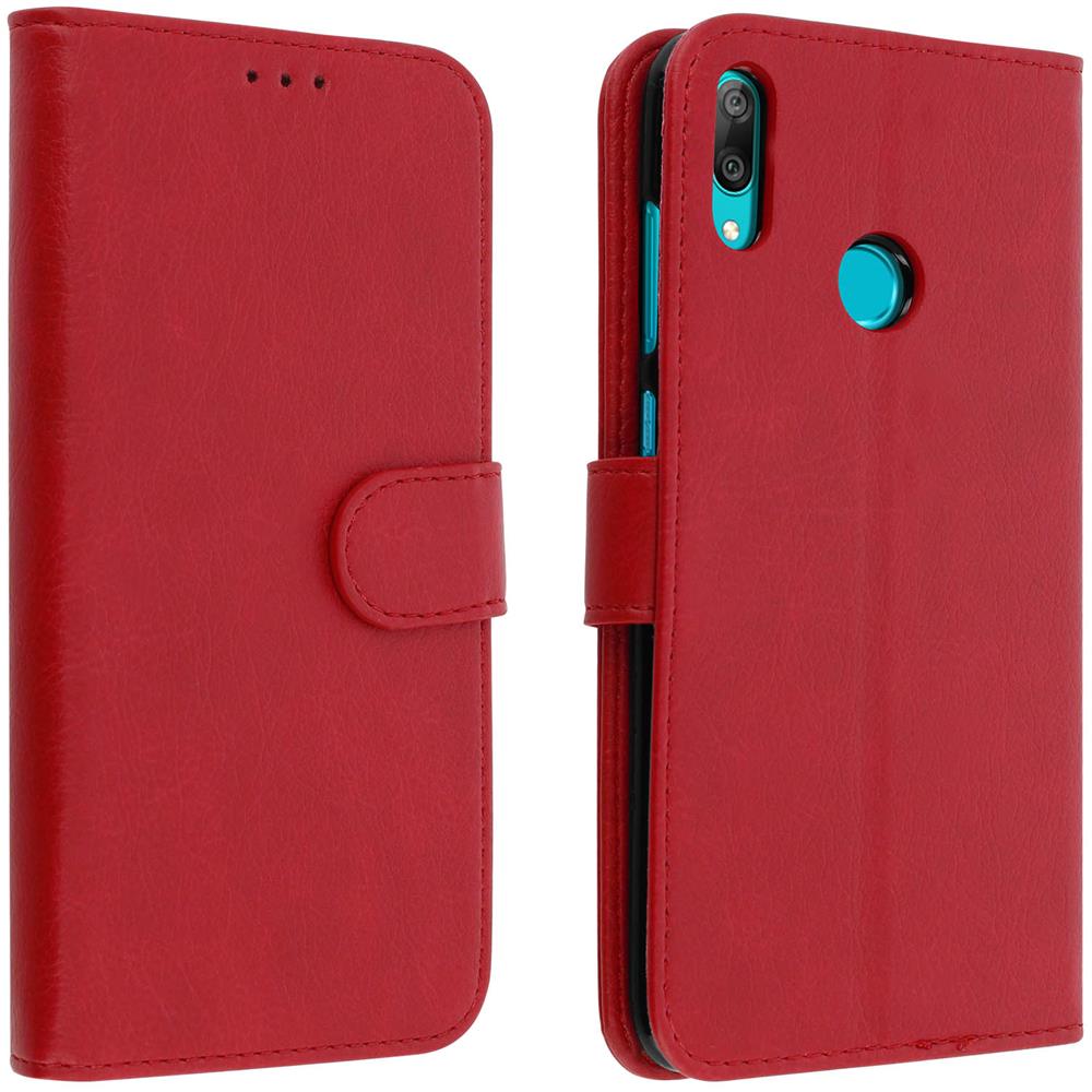 Custodia Huawei Y7 2019 Portacarte Funzione Supporto Cover Silicone - Rosso - Foto 1