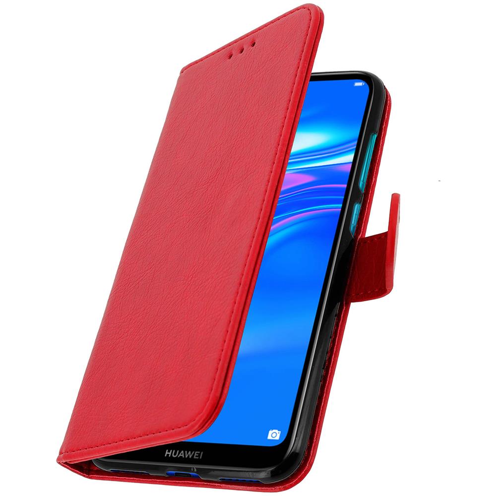 Custodia Huawei Y7 2019 Portacarte Funzione Supporto Cover Silicone - Rosso - Foto 2