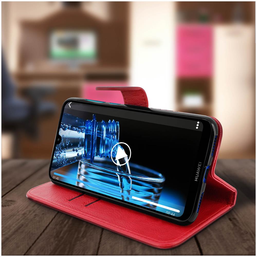 Custodia Huawei Y7 2019 Portacarte Funzione Supporto Cover Silicone - Rosso - Foto 5