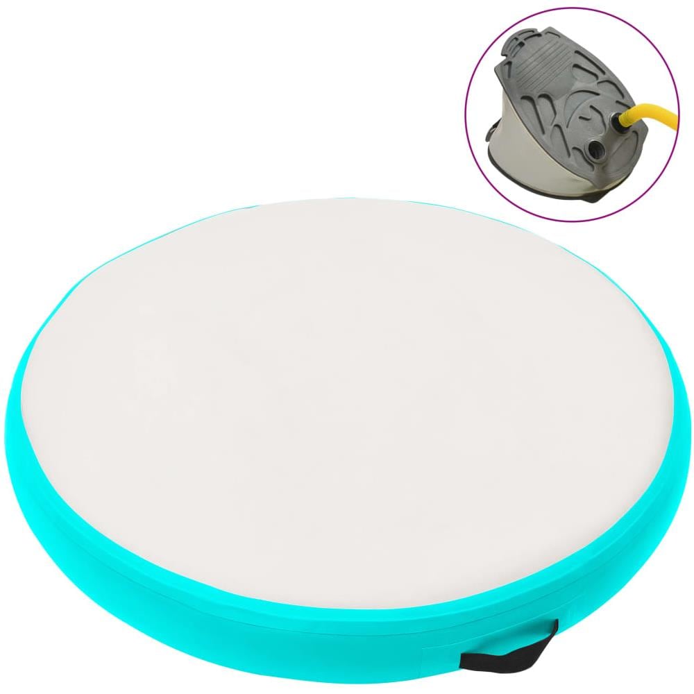 Tappetino Ginnastica Gonfiabile e Pompa 100x100x20 cm PVC Verde - Foto 1