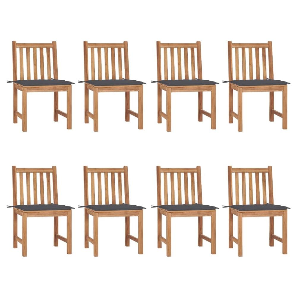 Sedie da Giardino con Cuscini 8 pz in Legno Massello di Teak - Foto 1