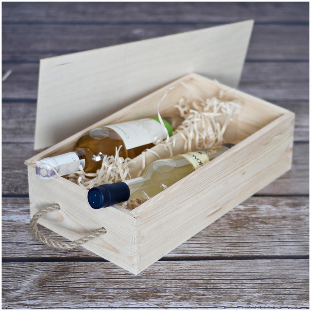 Scatola In Legno Per Il Vino | 2 Bottiglie | Manico Corda E Coperchio Scorrevole | 35 X 21 X 11 Cm | Cassetta Confezione Perfetta Per Decoupage Stoccaggio Decorazione O Come Regalo - Foto 5
