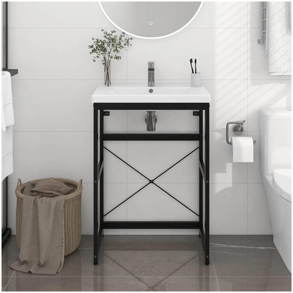 Struttura Per Lavabo Da Bagno Nera 59x38x83 Cm In Ferro - Foto 1