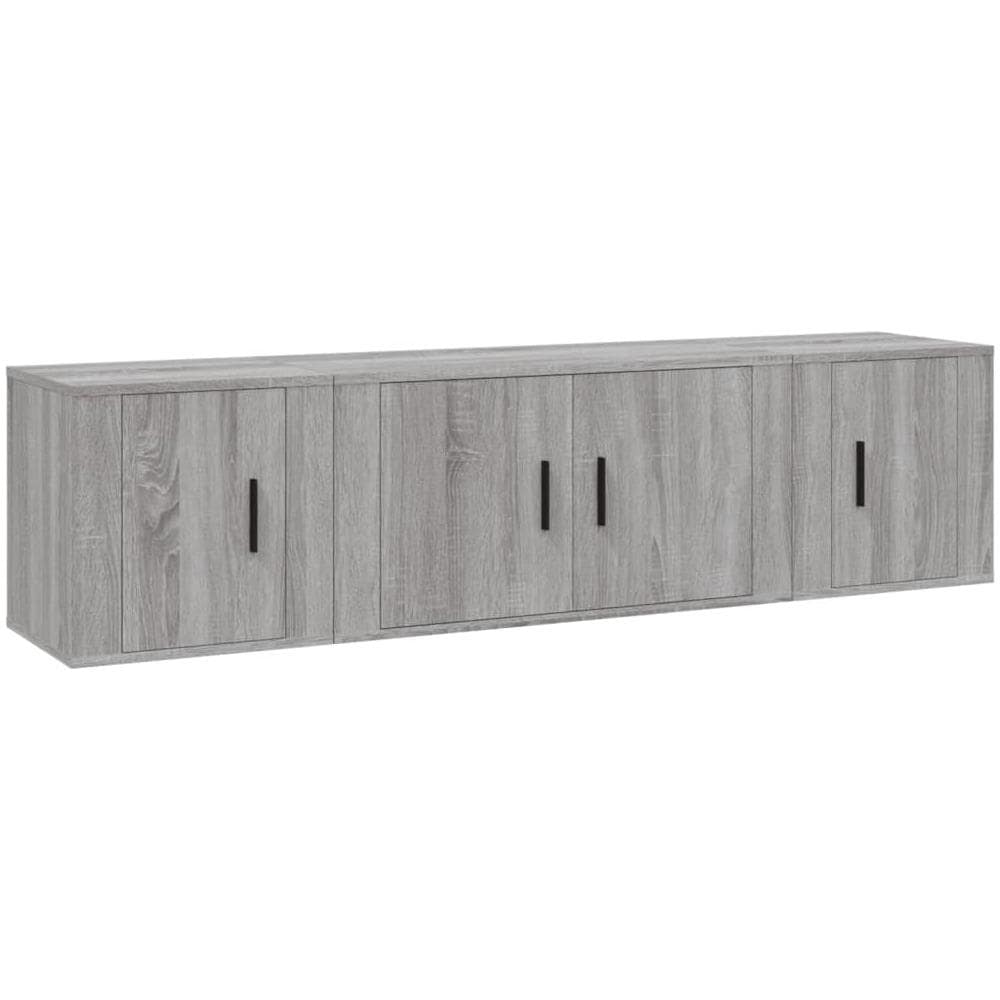 Set Mobili Porta Tv 3 Pz Grigio Sonoma In Legno Multistrato - Foto 2