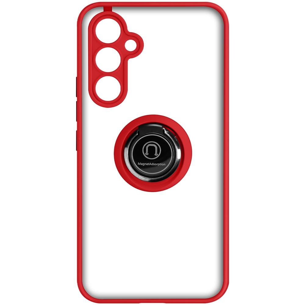 Cover Per Samsung Galaxy A54 5g Bi-materia Anello Metallico Supporto Bordo Rosso - Foto 1