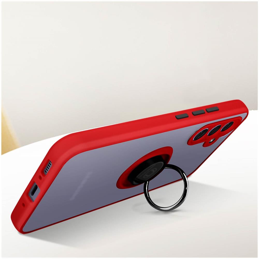 Cover Per Samsung Galaxy A54 5g Bi-materia Anello Metallico Supporto Bordo Rosso - Foto 5