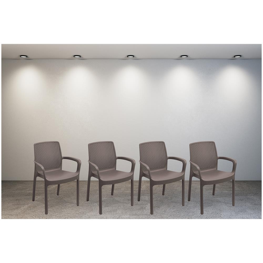 Sedia Da Esterno Viterbo, Set Di 4 Sedute Da Giardino, Sedia Per Tavolo Da Pranzo, Poltrona Outdoor Effetto Rattan, 100 % Made In Italy, 54x60h82 Cm, Marrone - Foto 1