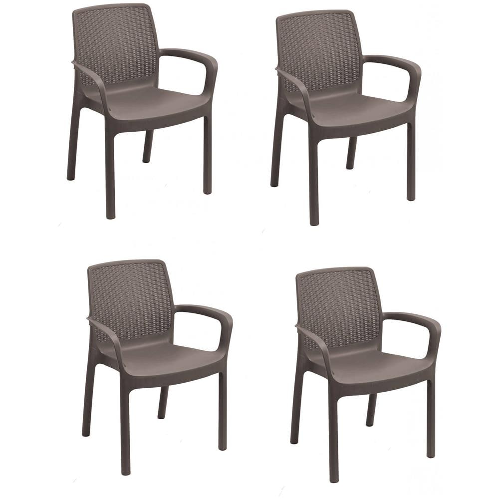Sedia Da Esterno Viterbo, Set Di 4 Sedute Da Giardino, Sedia Per Tavolo Da Pranzo, Poltrona Outdoor Effetto Rattan, 100 % Made In Italy, 54x60h82 Cm, Marrone - Foto 3