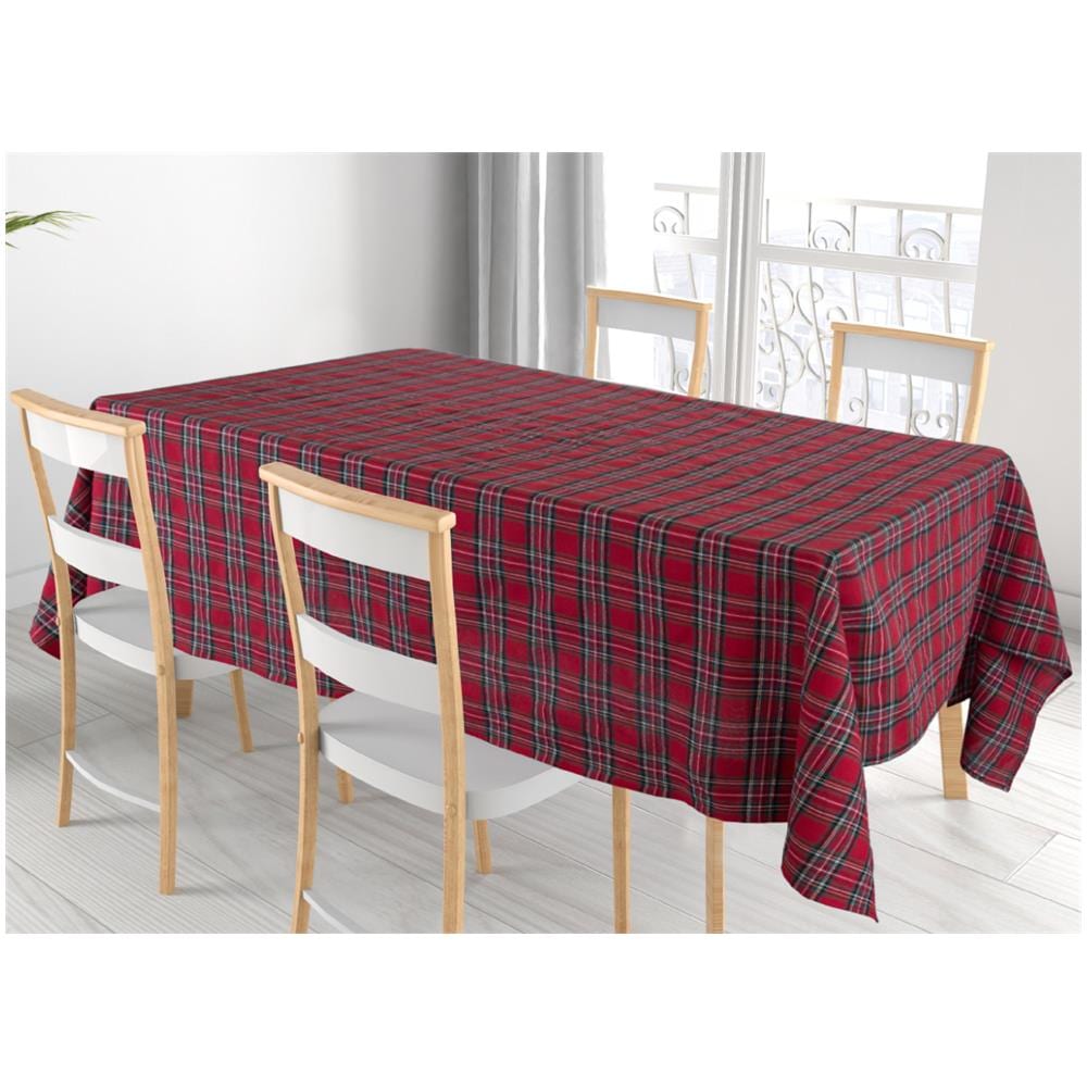 Tovaglia Cucina Soggiorno Misto Cotone Fantasia Tinto In Filo Tartan Con Lurex 140x320cm Tartan - Foto 1