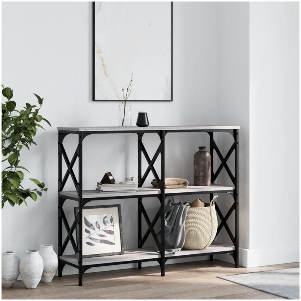 Tavolo Consolle Grigio Sonoma 100x28x80,5 Cm Legno Multistrato - Foto 1