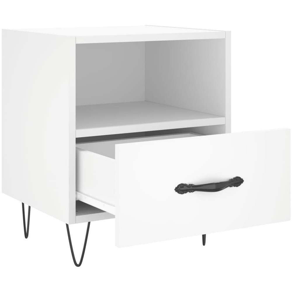 Comodino Bianco 40x35x47,5 Cm In Legno Multistrato - Foto 3