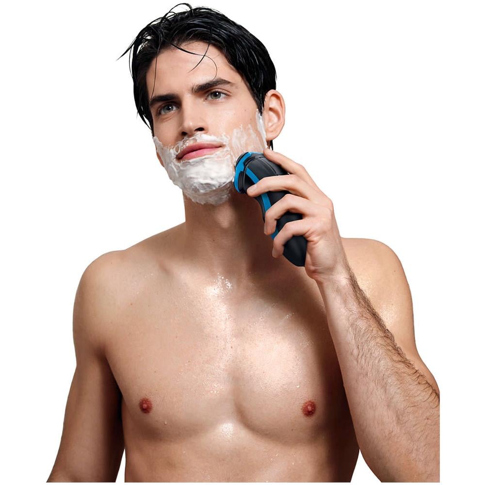 AquaTouch AT750/16 Rasoio Elettrico Wet & Dry Ricaricabile Colore Nero / Blu - Foto 4