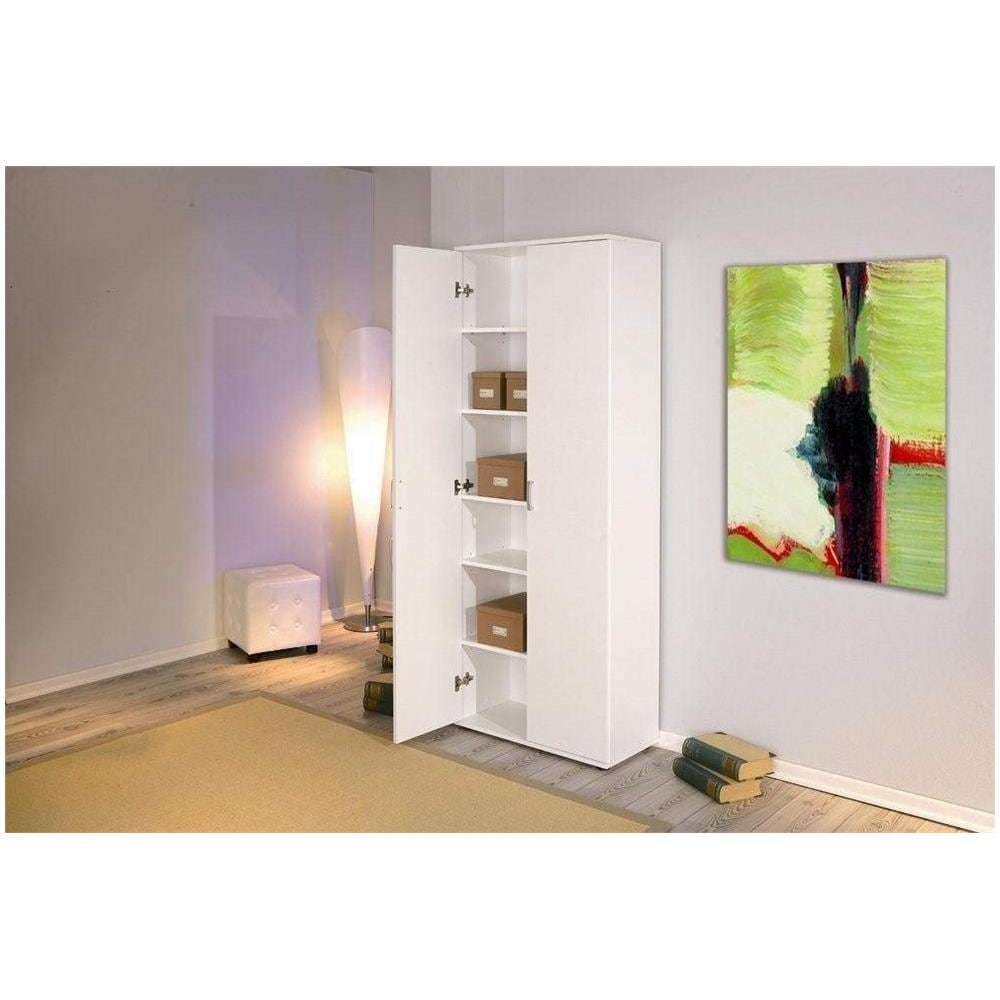 Armadio Due Ante + Cinque Ripiani / Laminato Bianco E Rovere Invecchiato - Foto 4