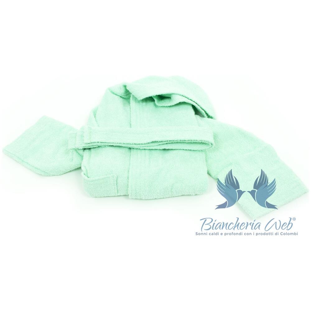 Accappatoio Per Bambini In Spugna Modello Children Colore Verde 6 Anni Verde - Foto 2