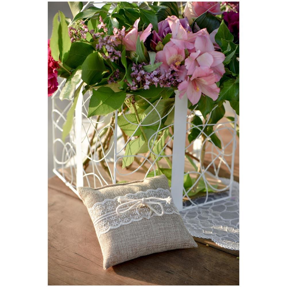 Cuscino Per Fedi Tela Di Iuta E Pizzo Taglia Unica - Foto 2