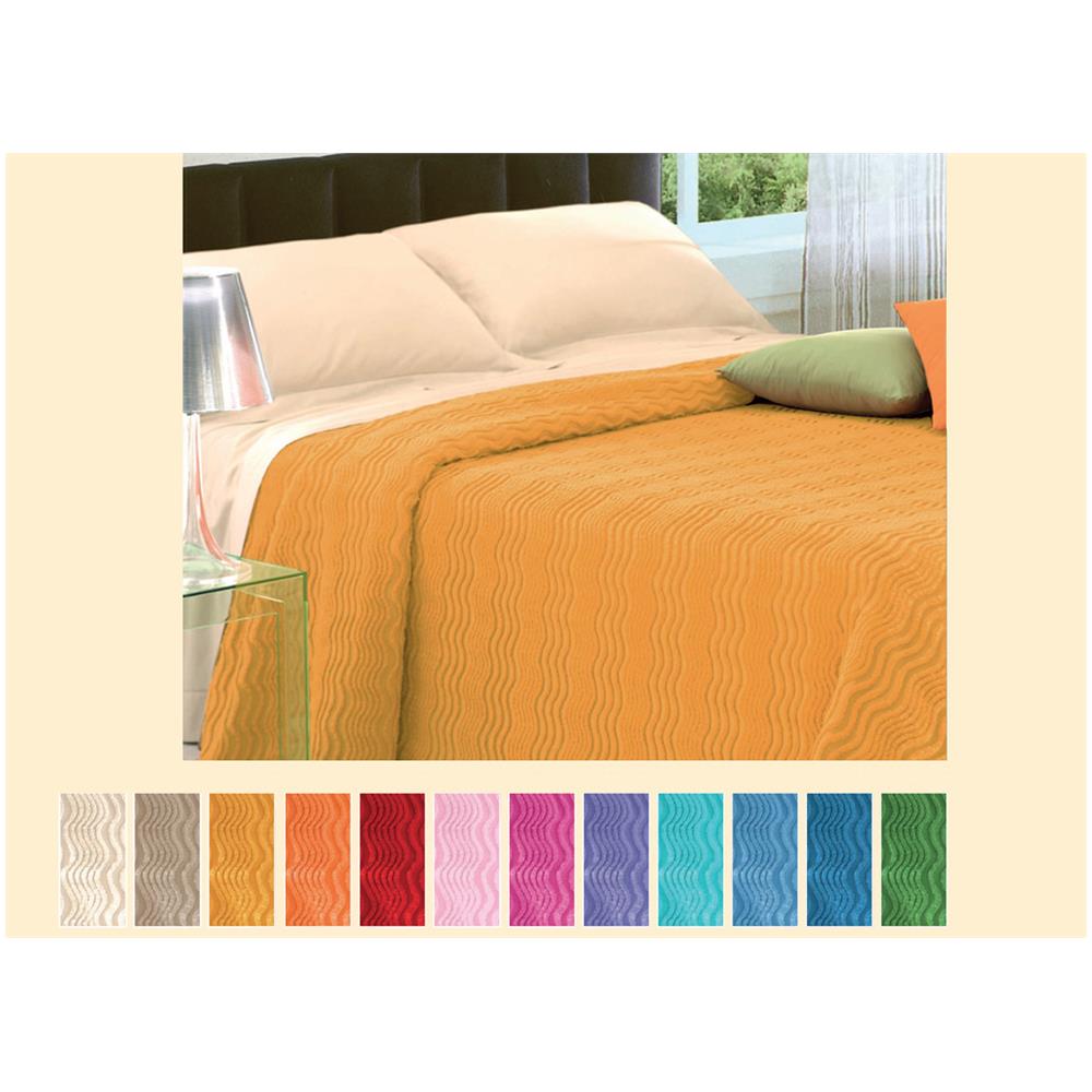 Copriletto Tinta Unita In Morbidissima Ciniglia A Onde 100% Cotone Vari Colori Singolo Senape 3 - Foto 3