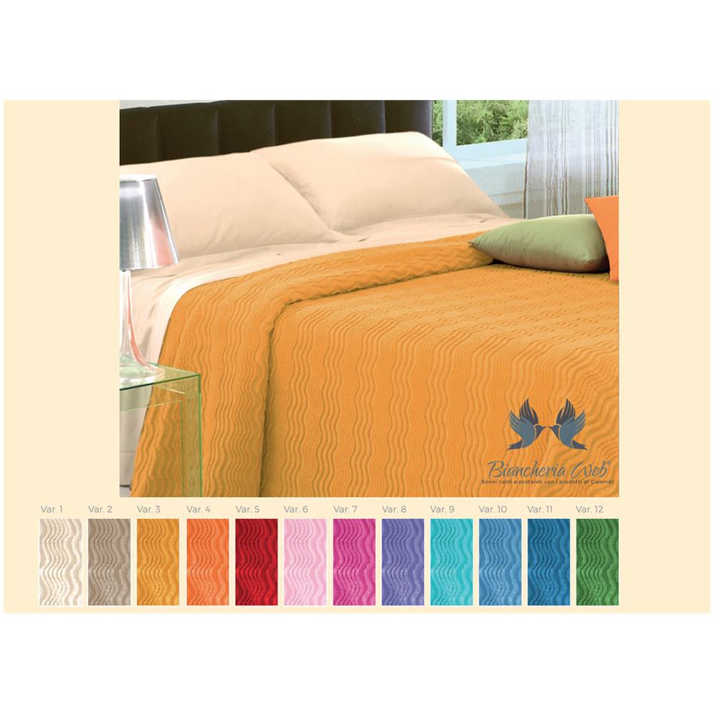 Copriletto Tinta Unita In Morbidissima Ciniglia A Onde 100% Cotone Vari Colori Singolo Senape 3 - Foto 2