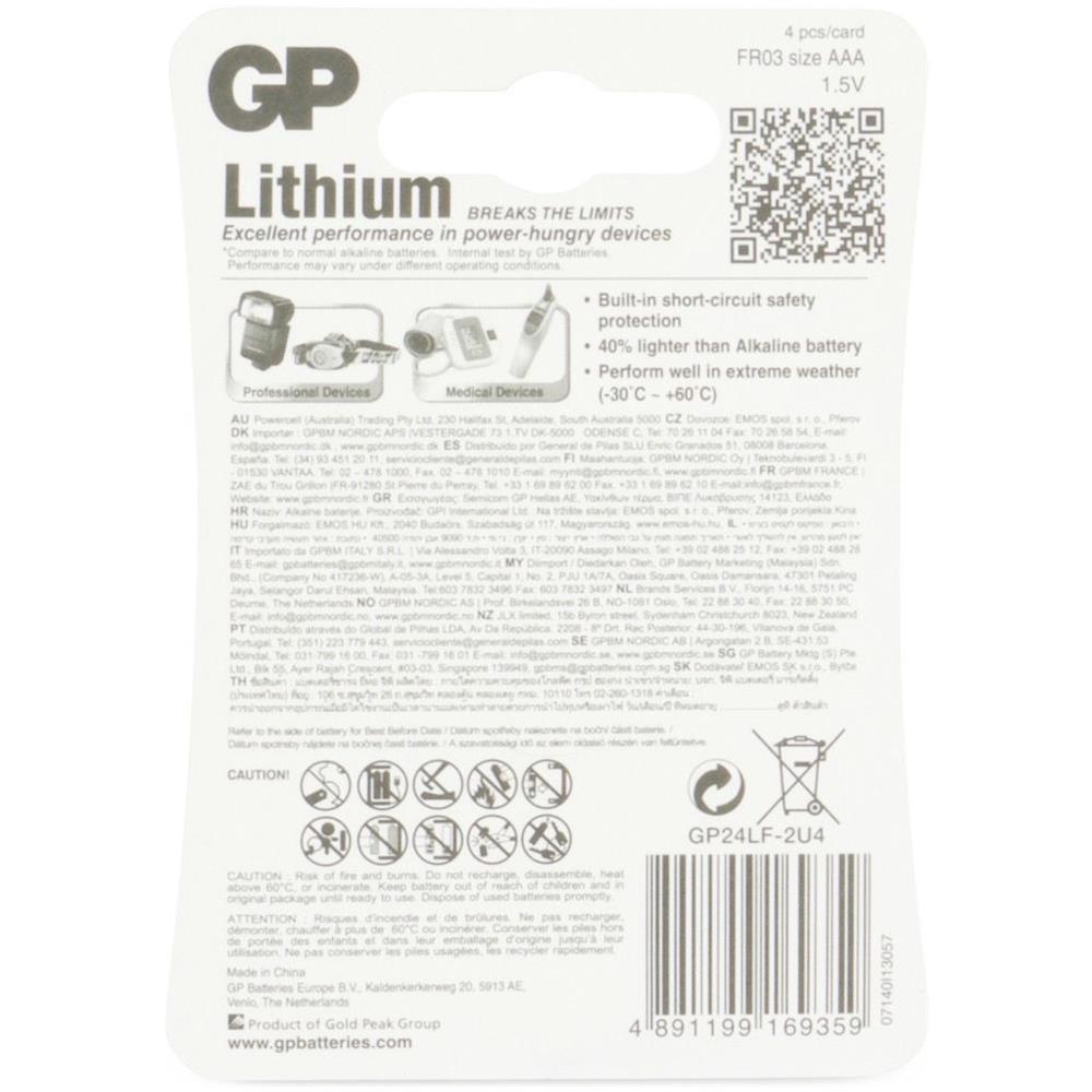 IC-GP103154 - Blister 4 Batterie Litio Stilo AA 1,5V / 15LF Longest Lasting - Foto 7