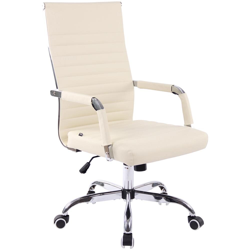 Sedia Elegante da Ufficio Amadora in Similpelle I Poltrona Studio Ergonomica con Rotelle I Sedia Pc con Braccioli Regolabile E Girevole Crema - Foto 1