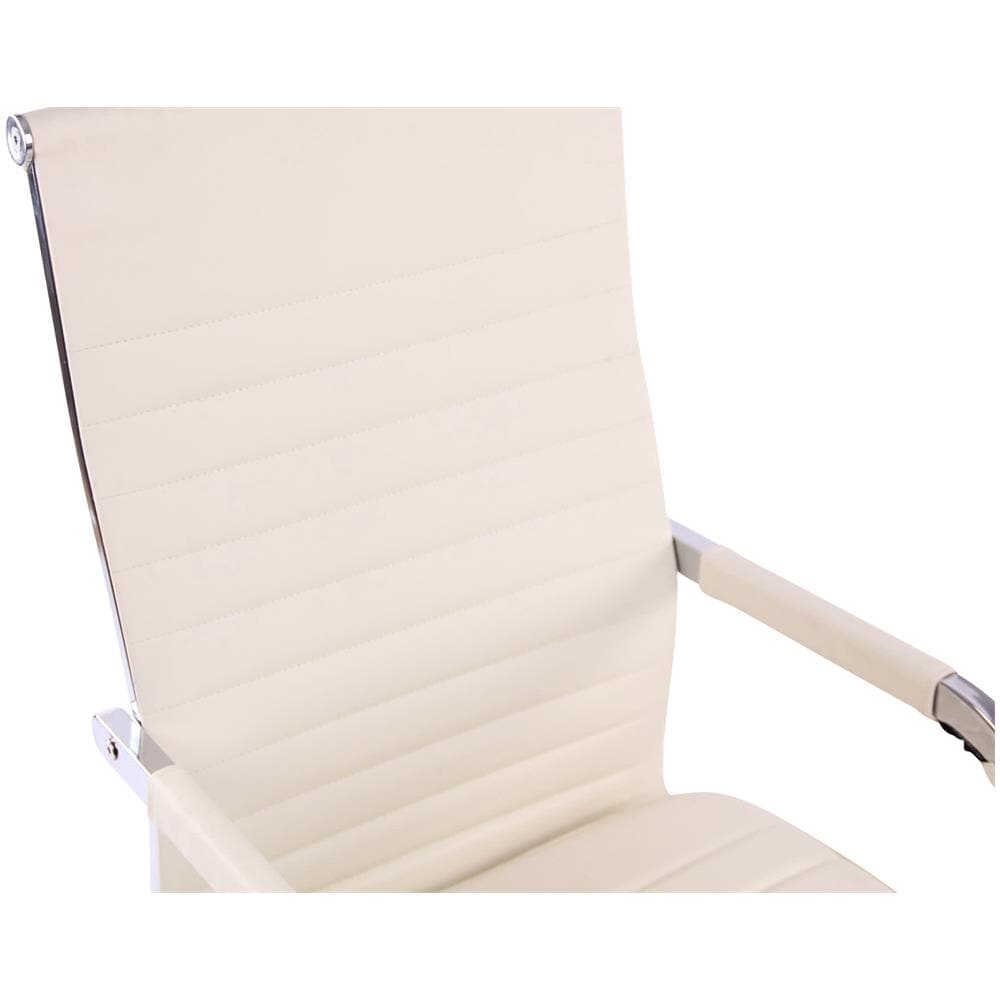 Sedia Elegante da Ufficio Amadora in Similpelle I Poltrona Studio Ergonomica con Rotelle I Sedia Pc con Braccioli Regolabile E Girevole Crema - Foto 5