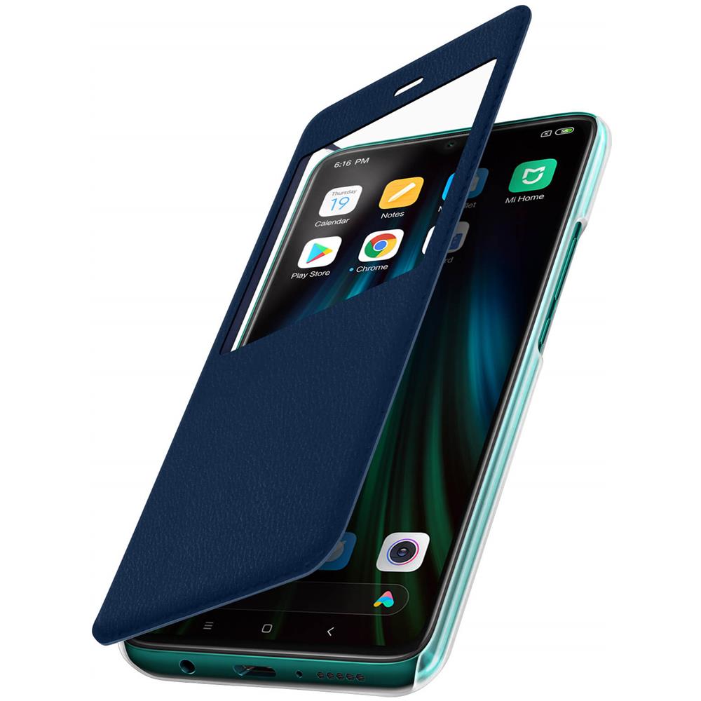 Custodia Xiaomi Redmi Note 8 Pro Sportellino Finestra Funzione Supporto Blu - Foto 5