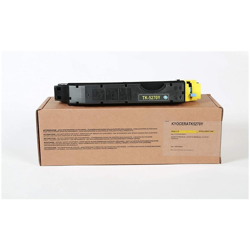 TONER COMPATIBILE -  Kyocera Tk-5270y Giallo 1t02tvanl0 Per Ecosys M6230cidn, Ecosys M6630cidn, Ecosys P6230cdn Fornito Di Intelligent Chip Capacità 6000 Copie Made In Italy - Foto 1