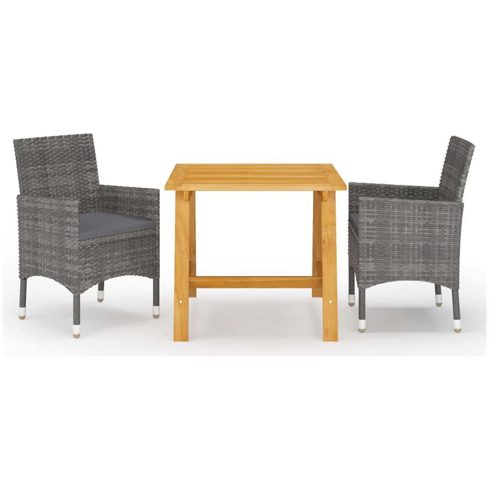 Set Mobili Da Pranzo Per Giardino 3 Pz Grigio - Foto 1